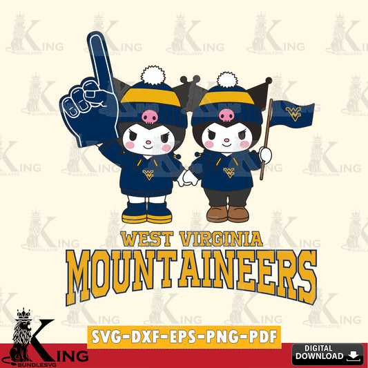 West Virginia Mountaineers Kuromi rugby Fan SVG file, Cricut, Cut file  , Digital Download , Instant Download, Sanrio svg, Clipart