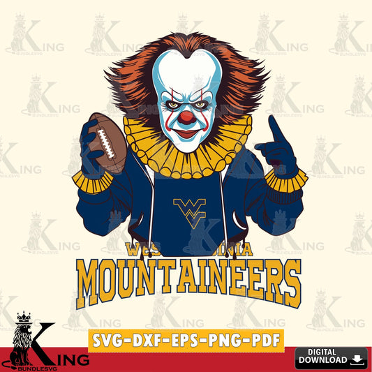 Stylish representation of West Virginia Mountaineers Pennywise player football, a cut file ideal for vinyl projects and T-shirt