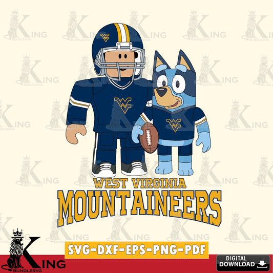 West Virginia Mountaineers Roblox & Bluey Football SVG file , NCAA Cricut,  File cut , Digital Download , PDF File