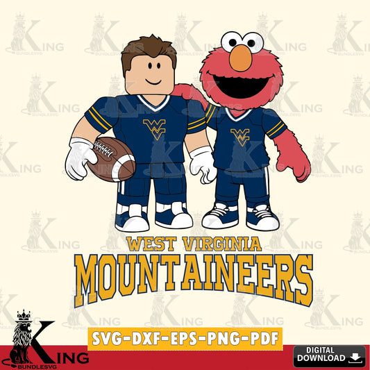 West Virginia Mountaineers Roblox & Elmo Football SVG file , NCAA Cricut,  File cut , Digital Download , PDF File