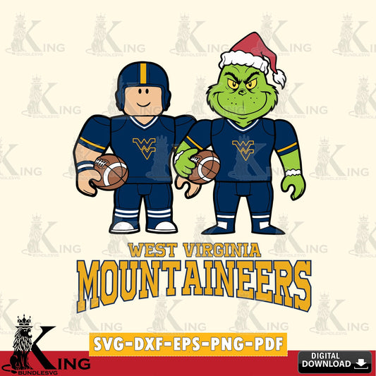 West Virginia Mountaineers Roblox & Grinch Football SVG file , NCAA Cricut,  File cut , Digital Download , PDF File