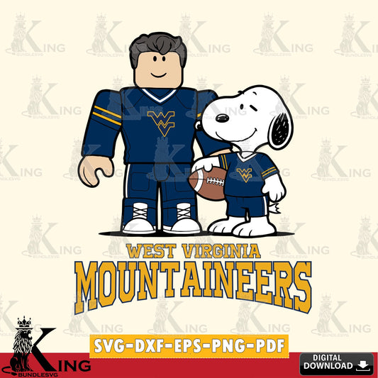 High-quality graphic of West Virginia Mountaineers Roblox Snoopy Football, a high-quality vector for DIY scrapbooking and home