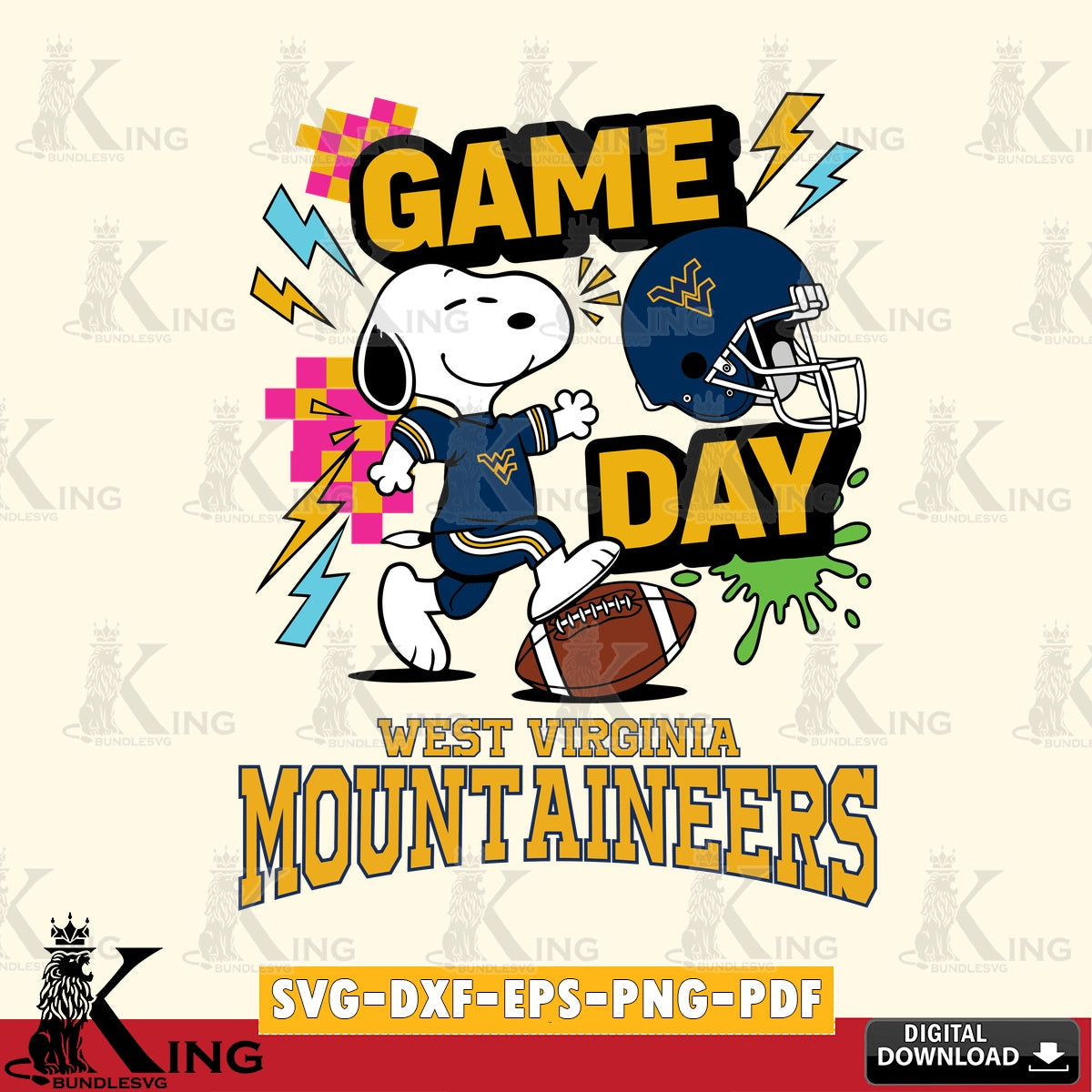 West Virginia Mountaineers Snoopy Game day SVG, Cricut, Cut file  , Digital Download , Instant Download, Peanuts svg, NCAA svg, Football svg, Sport svg