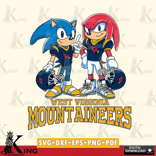 West Virginia Mountaineers Sonic And Knuckles Football SVG file, Vector , Digital Download , PDF File , Instant Download