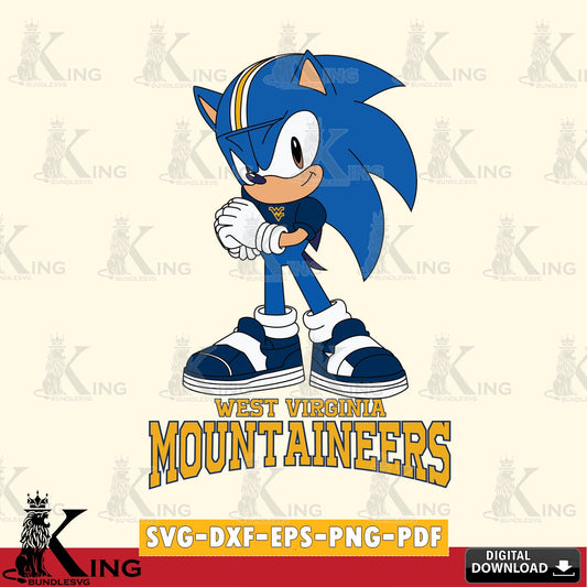 High-quality graphic of a cute West Virginia Mountaineers Sonic Football, a high-quality vector for DIY scrapbooking and home