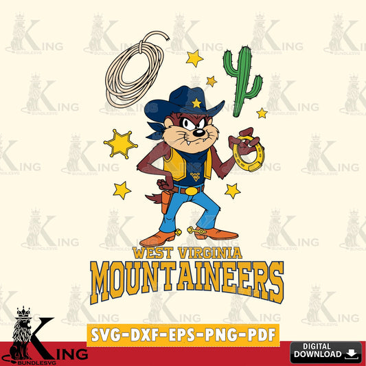 West Virginia Mountaineers Taz Cowboy Western SVG file, Cut file  , Digital Download , Instant Download, Taz svg, NCAA svg