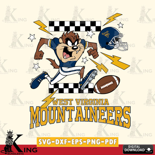 West Virginia Mountaineers Taz Football Lightning SVG file, Cut file  , Digital Download , Instant Download, Taz svg, NCAA svg