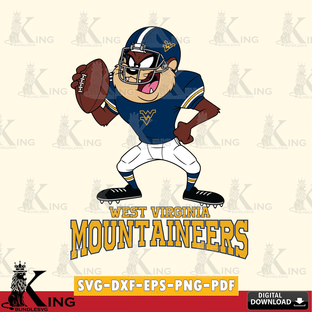 West Virginia Mountaineers Taz Football Player SVG file, Cut file  , Digital Download , Instant Download, Taz svg, NCAA svg