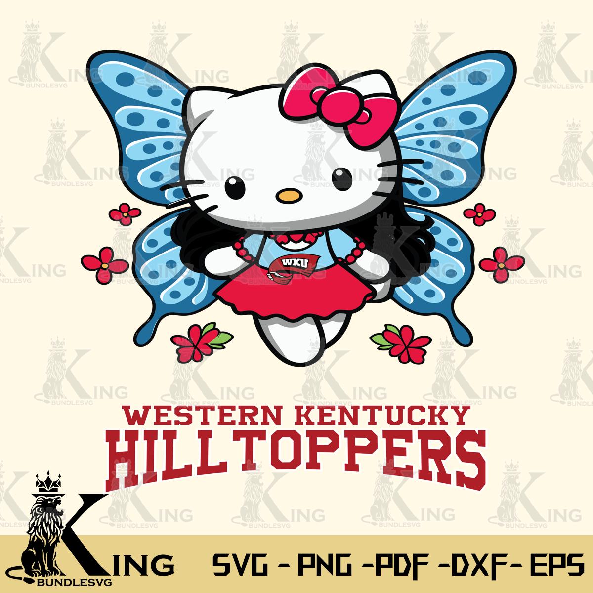 Western Kentucky Hilltoppers Butterfly Kitty Charm Svg Eps Dxf Png File, Digital Download