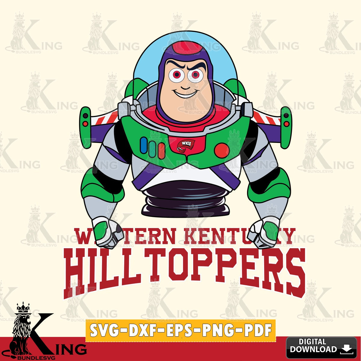Detailed illustration of Western Kentucky Hilltoppers Buzz Lightyear football, a high-quality vector for DIY scrapbooking and