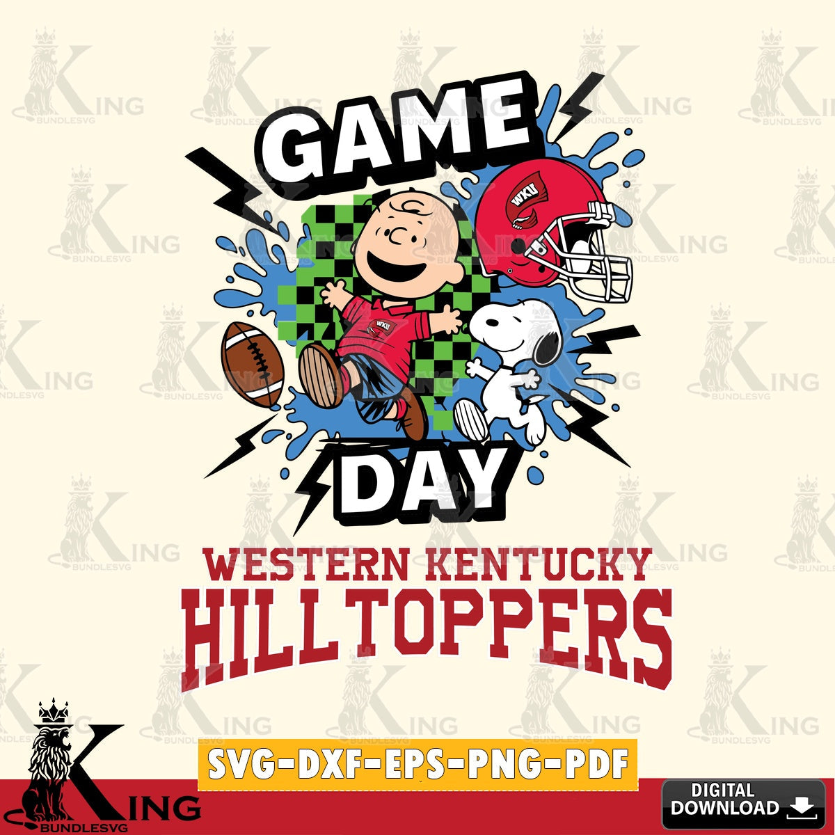 Western Kentucky Hilltoppers Game Day Peanuts SVG, Cricut, Cut file  , Digital Download , Instant Download, Peanuts svg, NCAA svg, Football svg, Sport svg