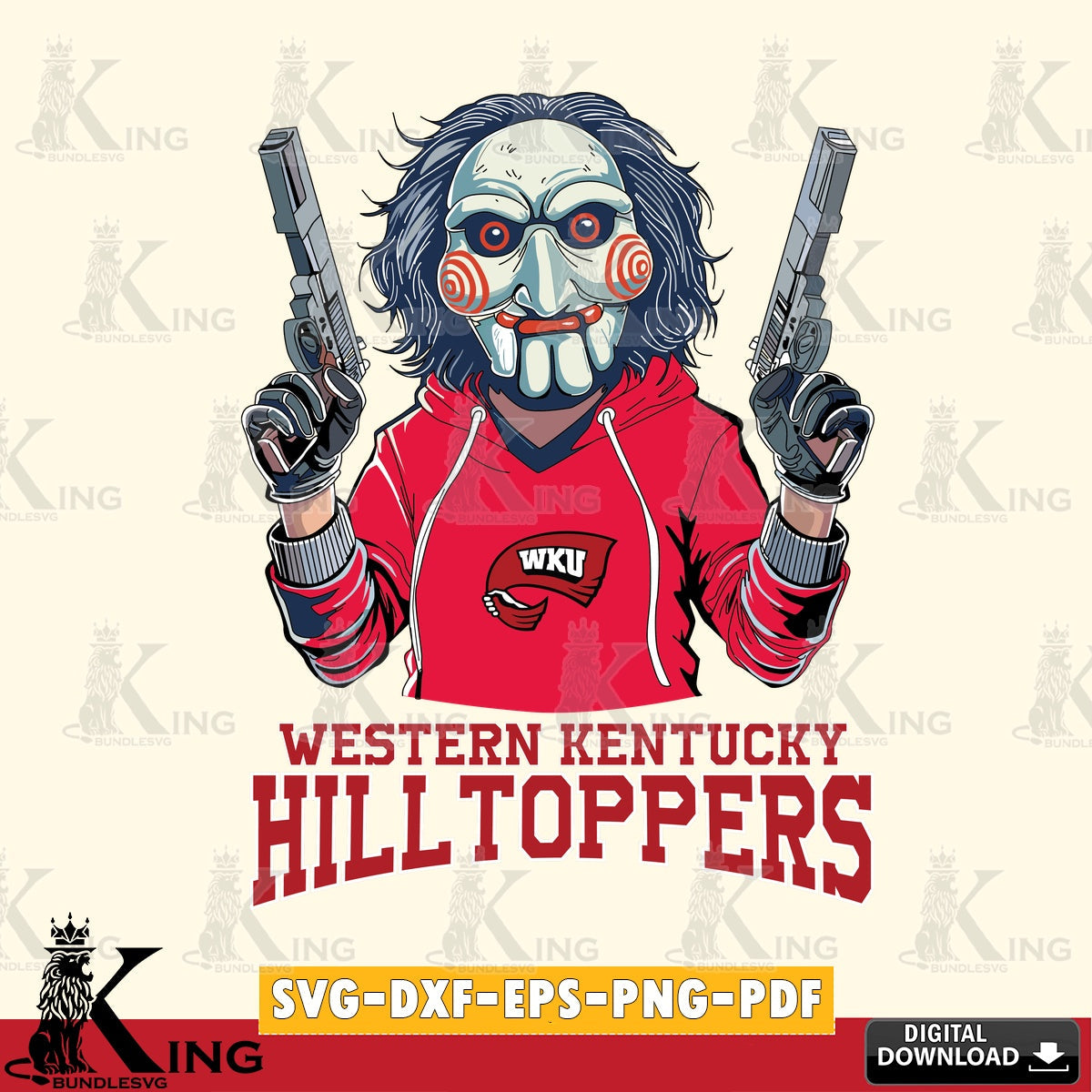 Vector design showing Western Kentucky Hilltoppers Jigsaw Billy Football, cut file ideal for vinyl projects and T-shirt printing