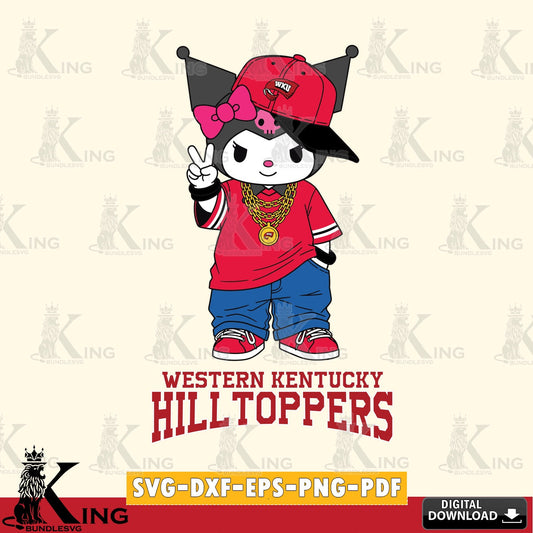 Western Kentucky Hilltoppers Kuromi Streetwear Style SVG file, Cricut, Cut file  , Digital Download , Instant Download, Sanrio svg, Clipart