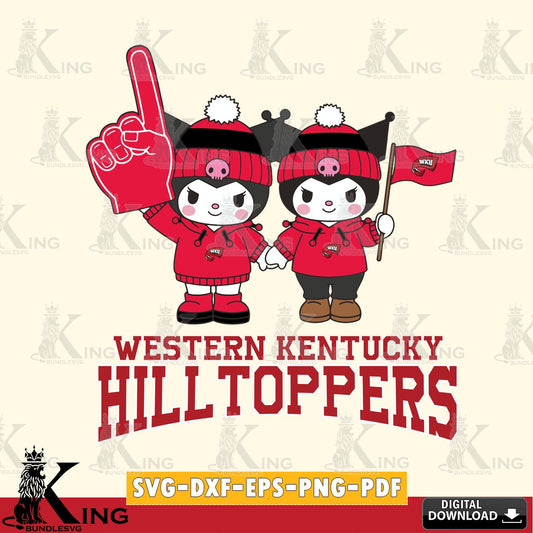 Western Kentucky Hilltoppers Kuromi rugby Fan SVG file, Cricut, Cut file  , Digital Download , Instant Download, Sanrio svg, Clipart