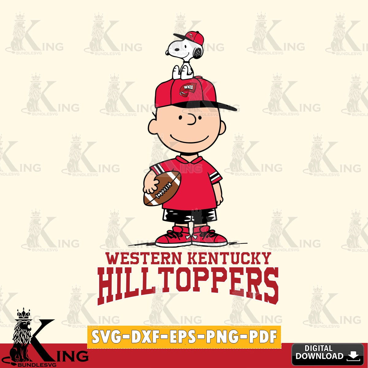 Western Kentucky Hilltoppers Peanuts Football Rugby SVG, Cricut, Cut file  , Digital Download , Instant Download, Peanuts svg, NCAA svg, Football svg, Sport svg