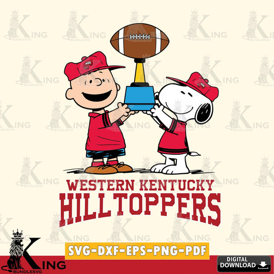 Western Kentucky Hilltoppers Peanuts Football Trophy SVG, Cricut, Cut file  , Digital Download , Instant Download, Peanuts svg, NCAA svg, Football svg, Sport svg