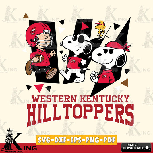 Western Kentucky Hilltoppers Peanuts Joe Cool SVG, Cricut, Cut file  , Digital Download , Instant Download, Peanuts svg, NCAA svg, Football svg, Sport svg