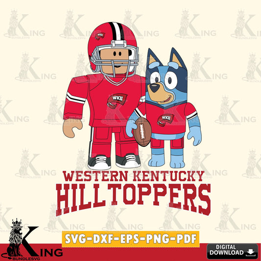 Western Kentucky Hilltoppers Roblox & Bluey Football SVG file , NCAA Cricut,  File cut , Digital Download , PDF File