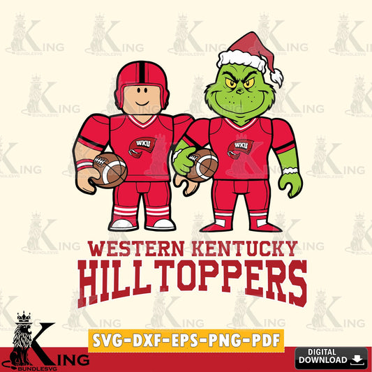Western Kentucky Hilltoppers Roblox & Grinch Football SVG file , NCAA Cricut,  File cut , Digital Download , PDF File