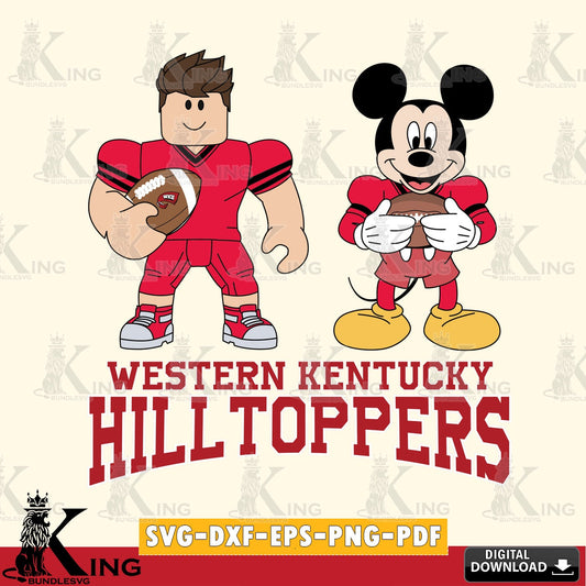 Western Kentucky Hilltoppers Roblox & Mickey Football SVG file , NCAA Cricut,  File cut , Digital Download , PDF File