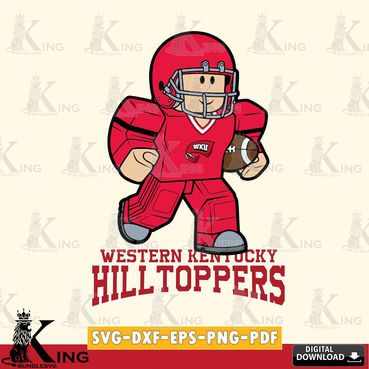 Western Kentucky Hilltoppers Roblox Player Rugby SVG file , NCAA Cricut,  File cut , Digital Download , PDF File