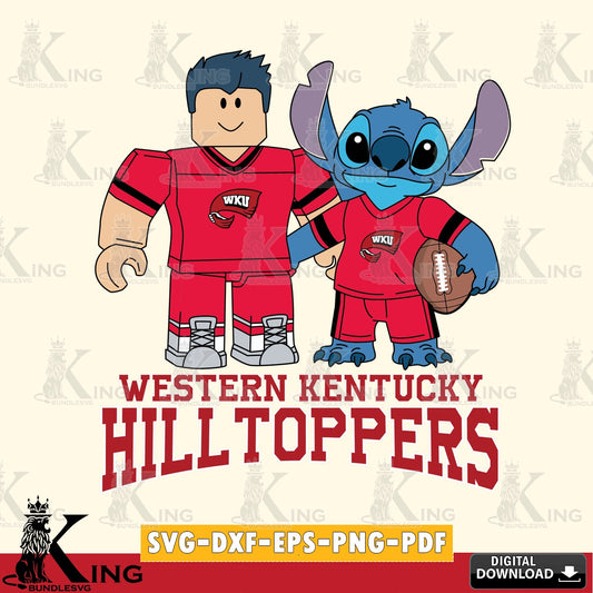 Western Kentucky Hilltoppers Roblox & Stitch Football SVG file , NCAA Cricut,  File cut , Digital Download , PDF File