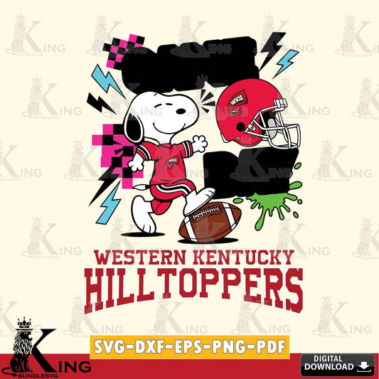 Western Kentucky Hilltoppers Snoopy Game day SVG, Cricut, Cut file  , Digital Download , Instant Download, Peanuts svg, NCAA svg, Football svg, Sport svg