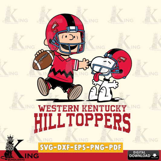 Western Kentucky Hilltoppers Snoopy and Peanut Fun SVG, Cricut, Cut file  , Digital Download , Instant Download, Peanuts svg, NCAA svg, Football svg, Sport svg