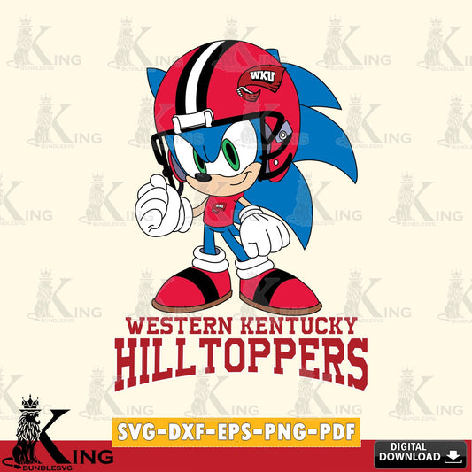 Modern graphic depicting the Western Kentucky Hilltoppers Sonic Football Mascot crafting file for iron-on transfer and vinyl