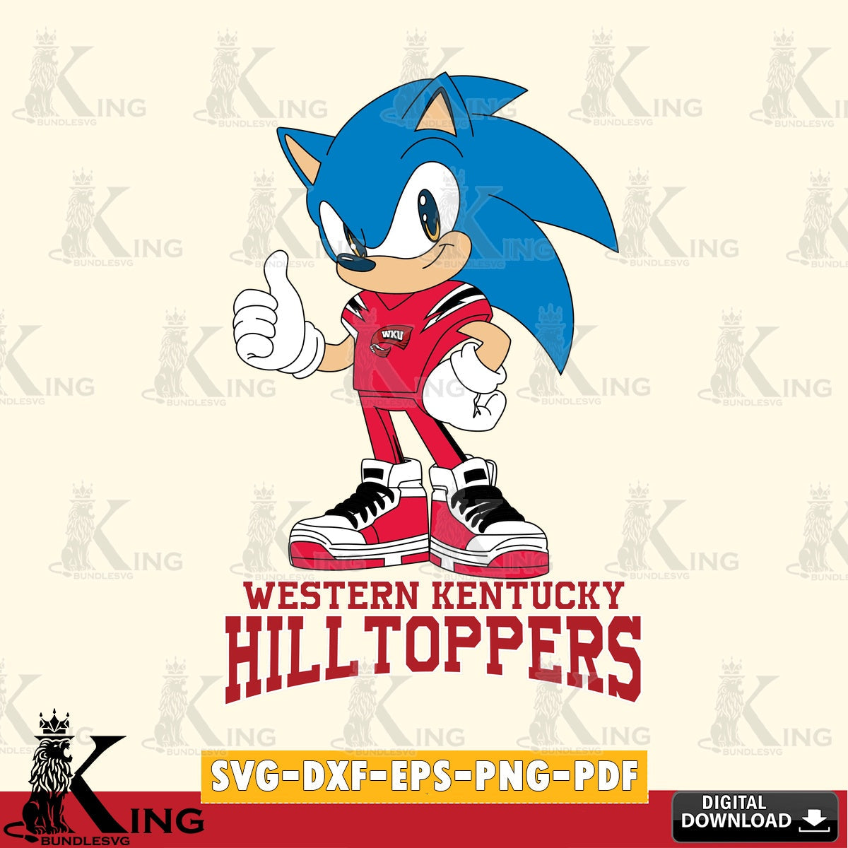 Digital clipart of Western Kentucky Hilltoppers Sonic Like football vector art for engraving, cutting, and printing
