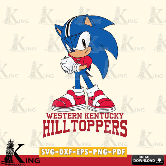Western Kentucky Hilltoppers Sonic cute Football SVG file, Vector , Digital Download , PDF File , Instant Download