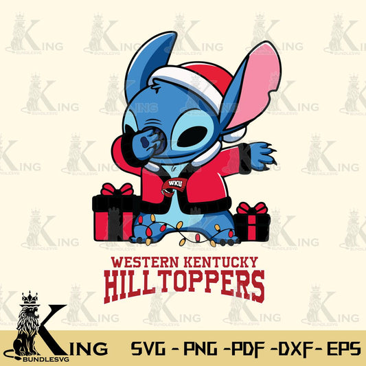 Western Kentucky Hilltoppers Stitch Merry Christmas Svg Eps Dxf Png File, Digital Download