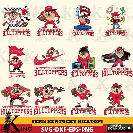 Western Kentucky Hilltoppers Taz Football NCAA Bundle SVG file, Cut file  , Digital Download , Instant Download, Taz svg, NCAA svg