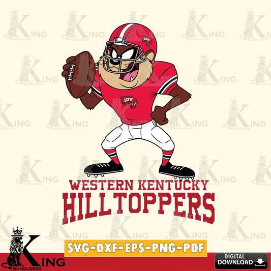 Western Kentucky Hilltoppers Taz Football Player SVG file, Cut file  , Digital Download , Instant Download, Taz svg, NCAA svg