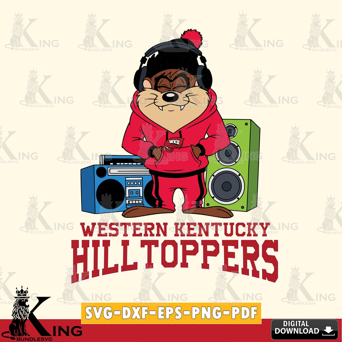 Western Kentucky Hilltoppers Taz Hip Hop SVG file, Cut file  , Digital Download , Instant Download, Taz svg, NCAA svg