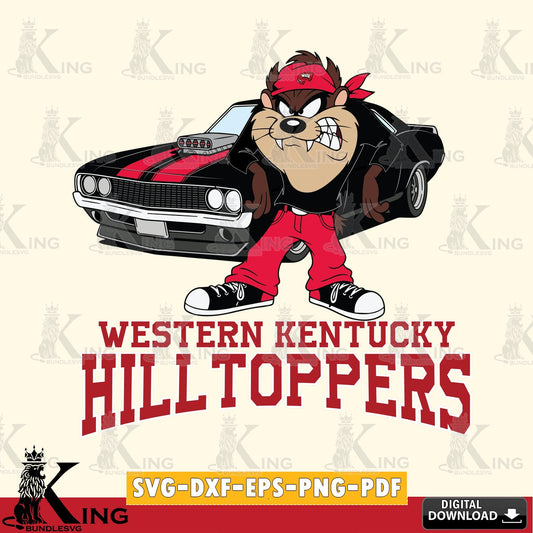Western Kentucky Hilltoppers Taz Racing Car SVG file, Cut file  , Digital Download , Instant Download, Taz svg, NCAA svg