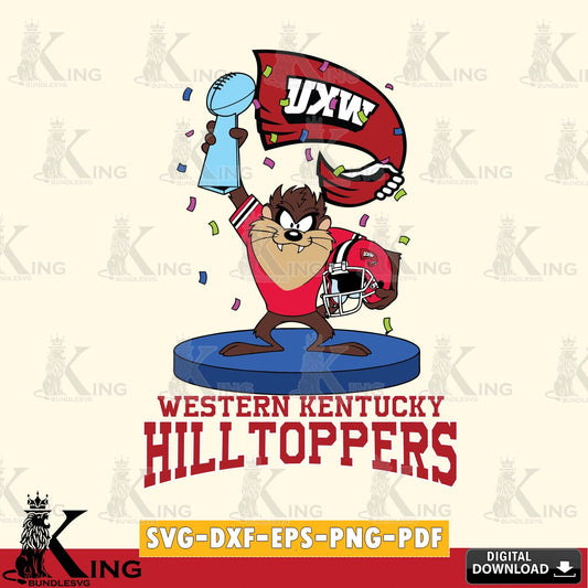 Western Kentucky Hilltoppers Taz Trophy Podium SVG file, Cut file  , Digital Download , Instant Download, Taz svg, NCAA svg