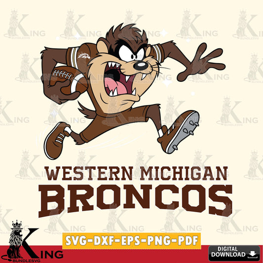 Western Michigan Broncos Angry Taz Football SVG file, Cut file  , Digital Download , Instant Download, Taz svg, NCAA svg