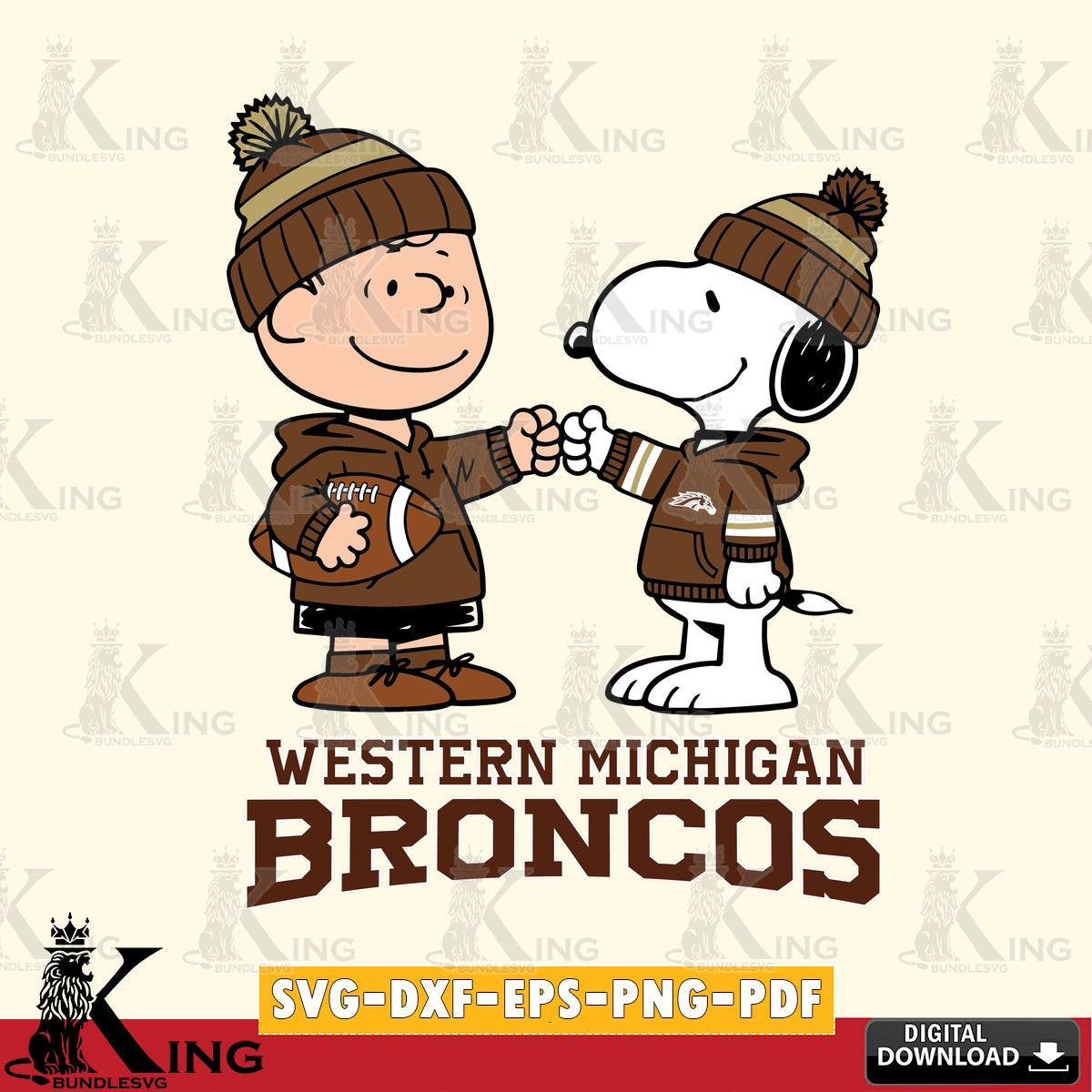 Western Michigan Broncos CharlieBrown Football Fist Bump SVG, Cricut, Cut file  , Digital Download , Instant Download, Peanuts svg, NCAA svg, Football svg, Sport svg