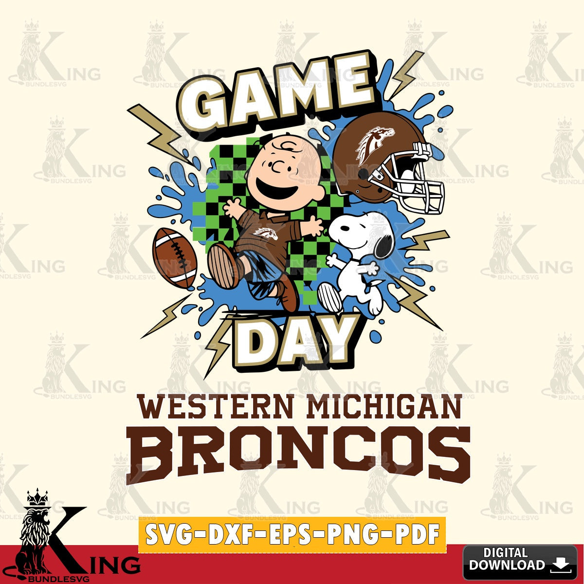 Western Michigan Broncos Game Day Peanuts SVG, Cricut, Cut file  , Digital Download , Instant Download, Peanuts svg, NCAA svg, Football svg, Sport svg