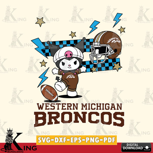 Western Michigan Broncos Kuromi Game Day SVG file, Cricut, Cut file  , Digital Download , Instant Download, Sanrio svg, Clipart