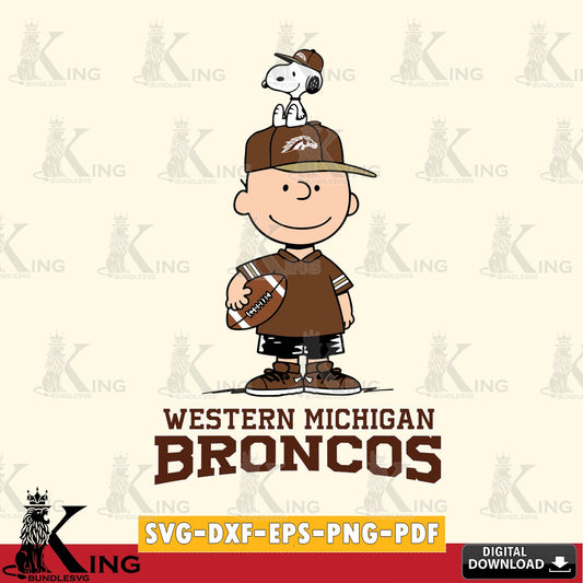 Western Michigan Broncos Peanuts Football Rugby SVG, Cricut, Cut file  , Digital Download , Instant Download, Peanuts svg, NCAA svg, Football svg, Sport svg