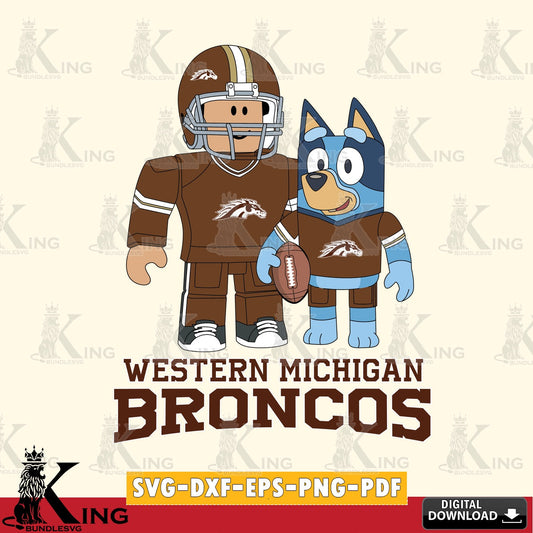 Western Michigan Broncos Roblox & Bluey Football SVG file , NCAA Cricut,  File cut , Digital Download , PDF File