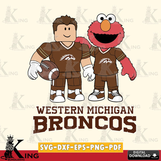 Western Michigan Broncos Roblox & Elmo Football SVG file , NCAA Cricut,  File cut , Digital Download , PDF File