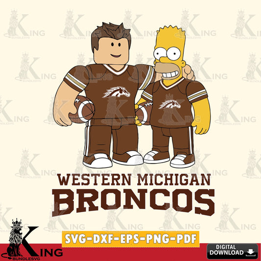 Western Michigan Broncos Roblox & Homer Simpson Football SVG file , NCAA Cricut,  File cut , Digital Download , PDF File