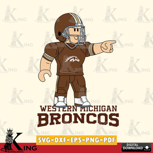 Western Michigan Broncos Roblox Player Football SVG file , NCAA Cricut,  File cut , Digital Download , PDF File