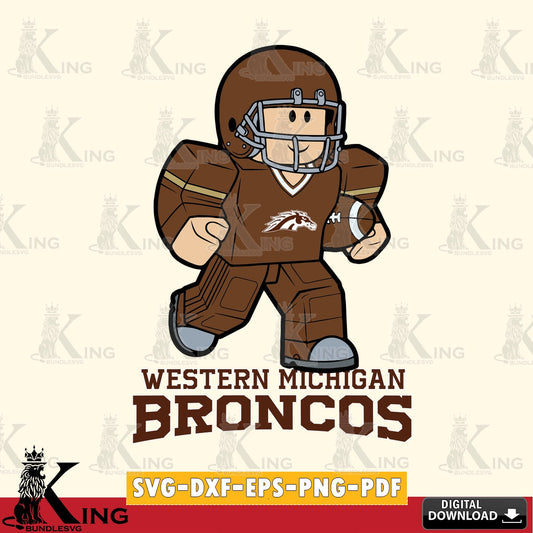 Western Michigan Broncos Roblox Player Rugby SVG file , NCAA Cricut,  File cut , Digital Download , PDF File