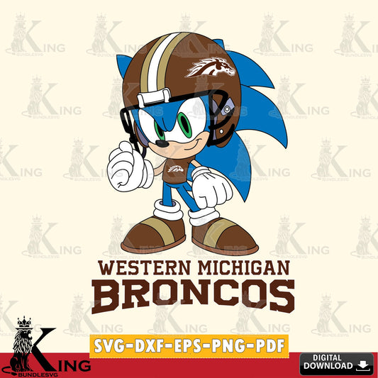 Creative design featuring Western Michigan Broncos Sonic Football Mascot, digital clipart compatible with laser engraving and