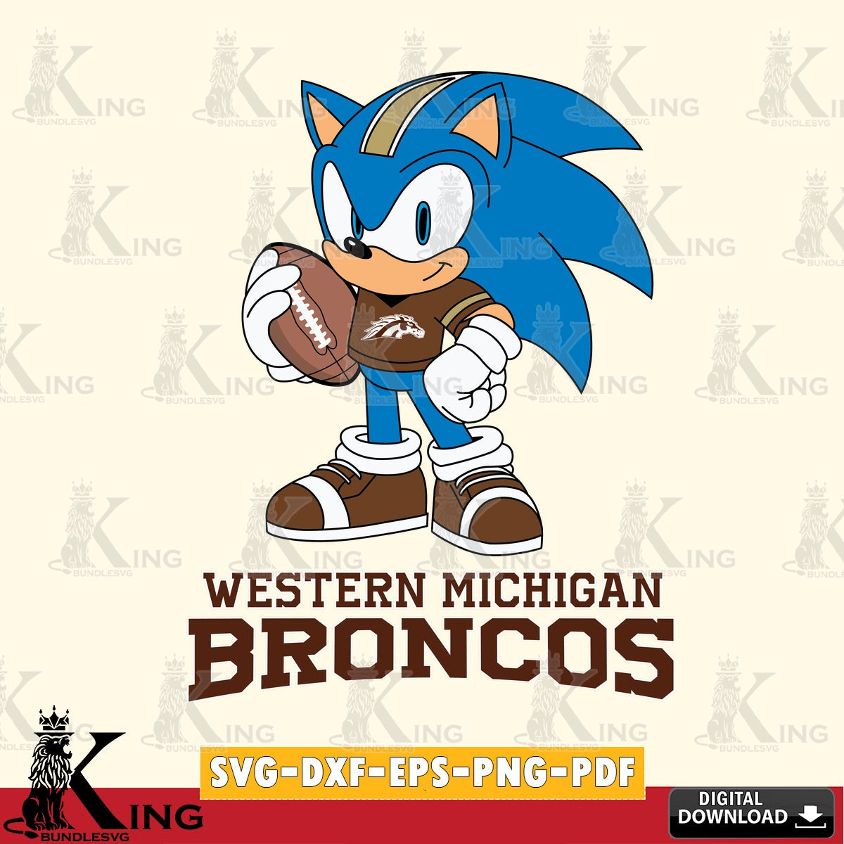 Unique artwork depicting the Western Michigan Broncos Sonic Game Day Ready, a cut file ideal for vinyl projects and T-shirt