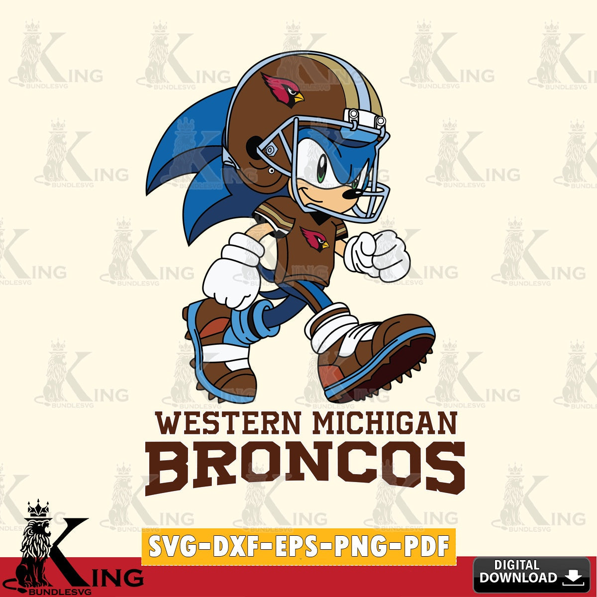 Creative design featuring Western Michigan Broncos Sonic Ready Football vector art for engraving, cutting, and printing